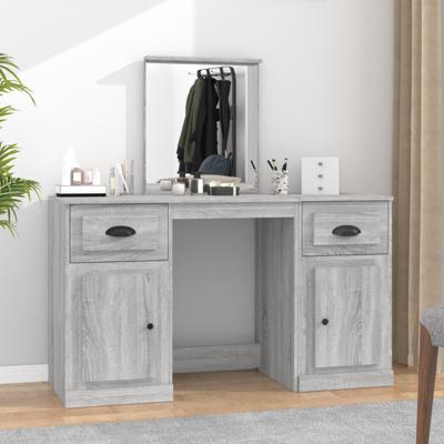 Kaptafel met spiegel 130x50x132,5 cm grijs sonoma eikenkleurig