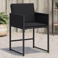 Tuinstoelen 4 st met kussens poly rattan zwart Tuinstoelen 4 st met kussens poly rattan zwart