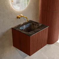 Badmeubel Mondiaz Kurve-Dlux | 50 cm cm | Meubelkleur Ruby | Wastafelkleur Lava | Solid surface | Wasbak midden spoelbak | Zonder kraangat(en)