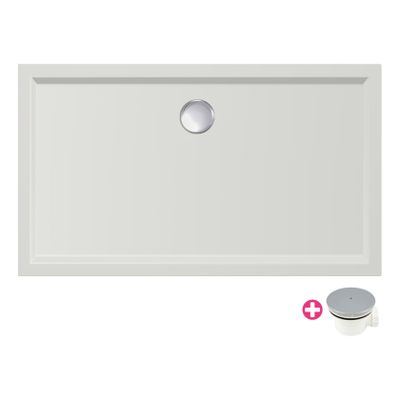Douchevloer Xenz Mariana Plus | 140x90 cm | Incl.Afvoersifon-Chroom | Acryl | Rechthoekig | Wit mat