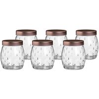 Voorraadpot/bewaarpot Beau - 6x - 2L - glas - koperen deksel - D13 x H22 cm