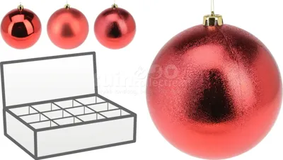Kerstbal Plastic Ø18cm Rood Assorti 1st