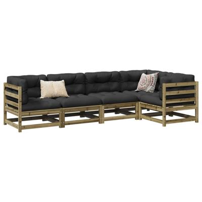 5-delige Loungeset met kussens geïmpregneerd grenenhout