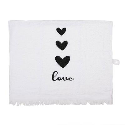 Gastendoekje wit zwart love hartjes Gastendoekje wit zwart love hartjes