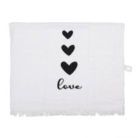 Gastendoekje wit zwart love hartjes