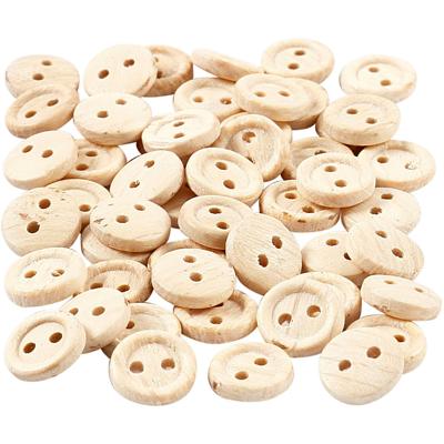 Creativ Company Houten knopen, d 8 mm, 2 gaten, 50 stuk/ 1 doos