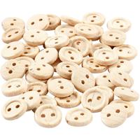 Creativ Company Houten knopen, d 8 mm, 2 gaten, 50 stuk/ 1 doos