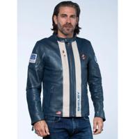 Carroll Shelby 'Classic Cut' Sheepskin Leather Jacket Royal Blue-XL