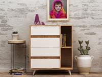 Commode TEPALA 4 lades eik/wit