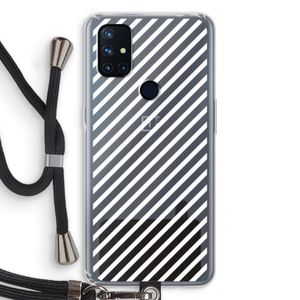 Strepen zwart-wit: OnePlus Nord N10 5G Transparant Hoesje met koord