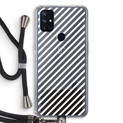 Strepen zwart-wit: OnePlus Nord N10 5G Transparant Hoesje met koord
