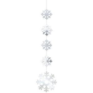 Sneeuwvlokken hangdecoratie - zilver -140 cm -karton - brandvertragend   -