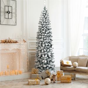 225 cm Besneeuwde Kunstkerstboom Kerstboom met Klapsysteem voor Kerstdecoratie