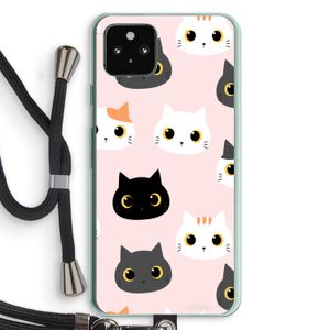 Katten: Pixel 5a 5G Transparant Hoesje met koord