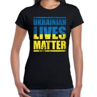 Ukrainian lives matter t-shirt zwart dames - Oekraine shirt met Oekraiense vlag - thumbnail