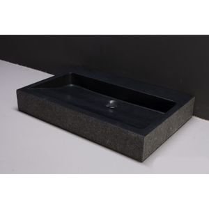 Forzalaqua Palermo Wastafel 60 cm Basalt Gebrand 60x40x9 cm 1 wasbak 1 kraangat