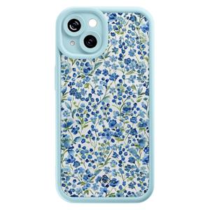 iPhone 13 blauwe case - Vintage blue floral