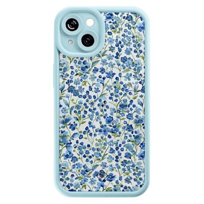 iPhone 13 blauwe case - Vintage blue floral