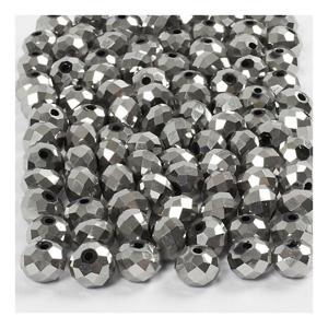 Creativ Company Facet kralen metallic grijs, 100st.