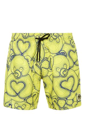 Philipp Plein short de bain à motif Teddy Bear - Jaune