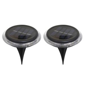 Buiten lampje/prik spots - set 2x - solar verlichting - tuinpad/plant verlichting - LED - D11 cm