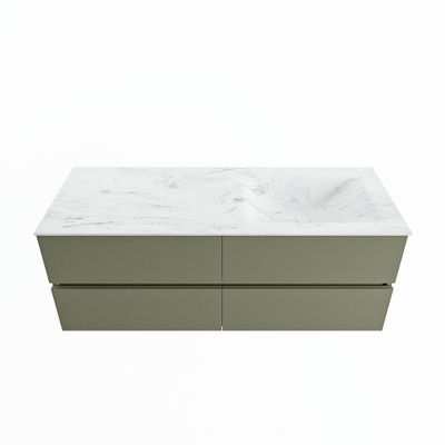 MONDIAZ VICA-DLUX 130cm badmeubel onderkast Army 4 lades. Inbouw wastafel CLOUD rechts 1 kraangat, kleur Opalo.