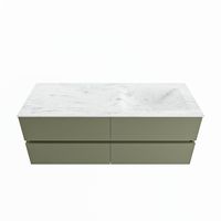 MONDIAZ VICA-DLUX 130cm badmeubel onderkast Army 4 lades. Inbouw wastafel CLOUD rechts 1 kraangat, kleur Opalo.