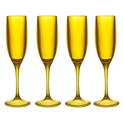 Home Deco Factory Champagneglas - 4x - 13 cl - geel - kunststof - vaatwasserbestendig