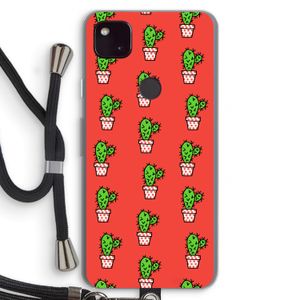 Mini cactus: Pixel 4a 5G Transparant Hoesje met koord