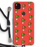 Mini cactus: Pixel 4a 5G Transparant Hoesje met koord