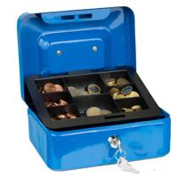 HI Geldkist met sleutel - blauw - 20 x 16 x 9 cm - Geldlades