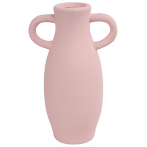 Decoratie Amphora kruik of vaas - roze terracotta - D12 x H20 cm - smalle opening