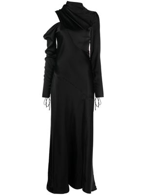 V:PM ATELIER robe longue drapée à fini satiné - Noir