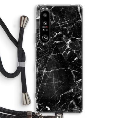 Zwart Marmer 2: Sony Xperia 1 III Transparant Hoesje met koord