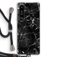 Zwart Marmer 2: Sony Xperia 1 III Transparant Hoesje met koord
