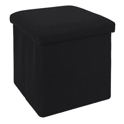 Poef/hocker opvouwbaar Atome - stof - opbergbox - zwart - polyester/mdf - 38 x 38 cm