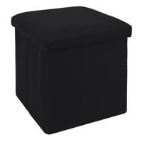Poef/hocker opvouwbaar Atome - stof - opbergbox - zwart - polyester/mdf - 38 x 38 cm Poef/hocker opvouwbaar Atome - stof - opbergbox - zwart - polyester/mdf - 38 x 38 cm