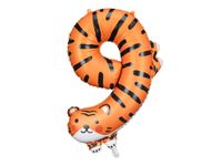 Folieballon Tijger Cijfer 9 (81cm)