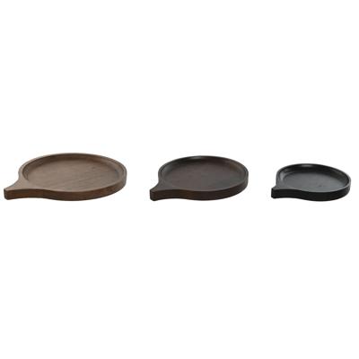 Tafeldecoratie Home ESPRIT Bruin Zwart Lichtbruin Mangohout Koloniaal 37 x 31 x 2,7 cm (3 Onderdelen)
