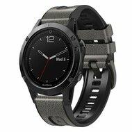 leer + siliconen bandje - Grijs - Garmin Quatix 8 - 51mm