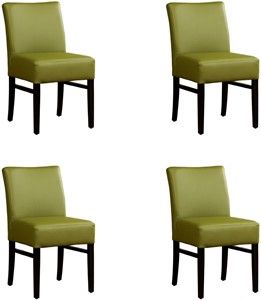 Set van 4 Groene leren landelijke eetkamerstoelen Hold - Toledo Leer Apple Green (groen leer)