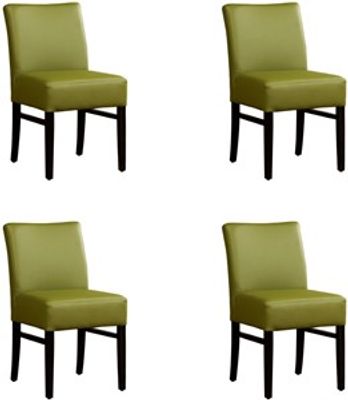 Set van 4 Groene leren landelijke eetkamerstoelen Hold - Toledo Leer Apple Green (groen leer)