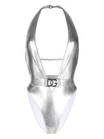 Dolce & Gabbana maillot de bain à plaque logo - Argent