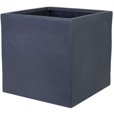 Bloempot - STRATA - L - Vierkant - Gekloofd - Ø 38,5 cm x 46,5 cm H - Grafietkleur