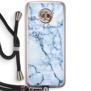 Blauw marmer: Motorola Moto G6 Transparant Hoesje met koord