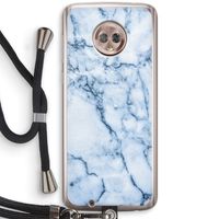Blauw marmer: Motorola Moto G6 Transparant Hoesje met koord