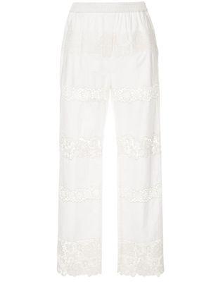 Dolce & Gabbana pantalon à empiècements brodés - Blanc