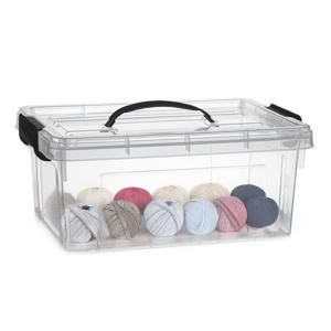Opslagbox met deksel - transparant grijs - 8.5 liter - 36 x 26 x 15 cm - kunststof