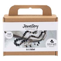 Creativ Company Mini hobbyset sieraden halsketting en oorbellen zwart en wit