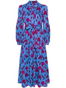 DVF Diane von Furstenberg robe mi-longue Lux à imprimé végétal - Bleu